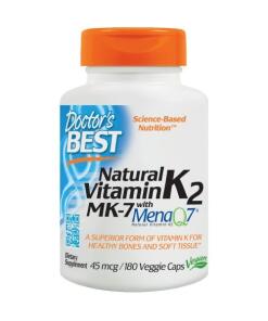 Doctor's Best - Natural Vitamin K2 MK7 with MenaQ7 45mcg - 180 vcaps