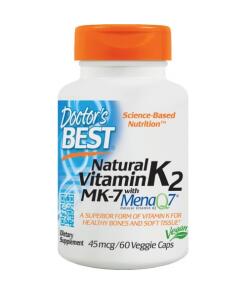 Doctor's Best - Natural Vitamin K2 MK7 with MenaQ7 45mcg - 60 vcaps