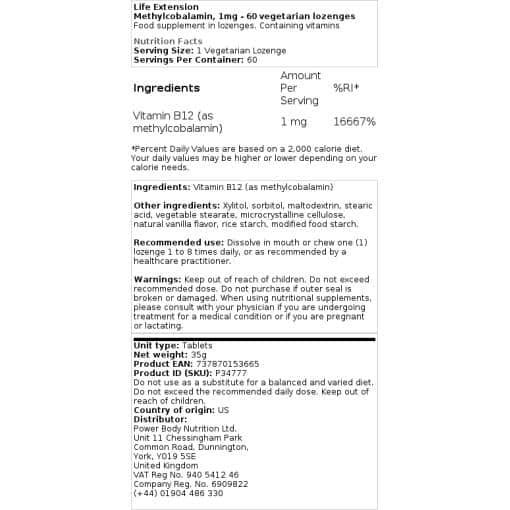 5mg - 60 vegetarian lozenges