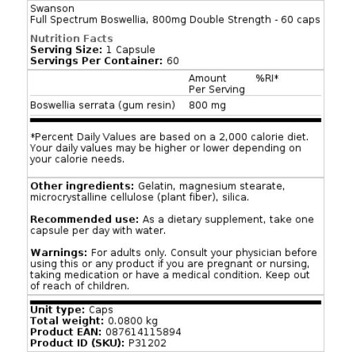 800mg Double Strength - 60 caps