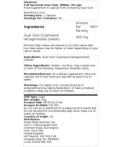 Swanson - Full Spectrum Guar Gum 60 caps