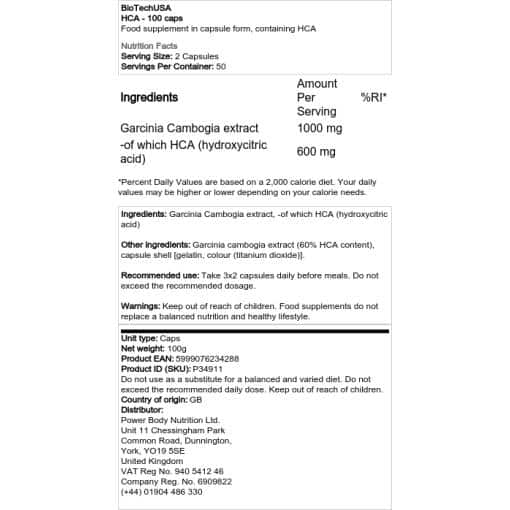 BioTechUSA - HCA - 100 κάψουλες