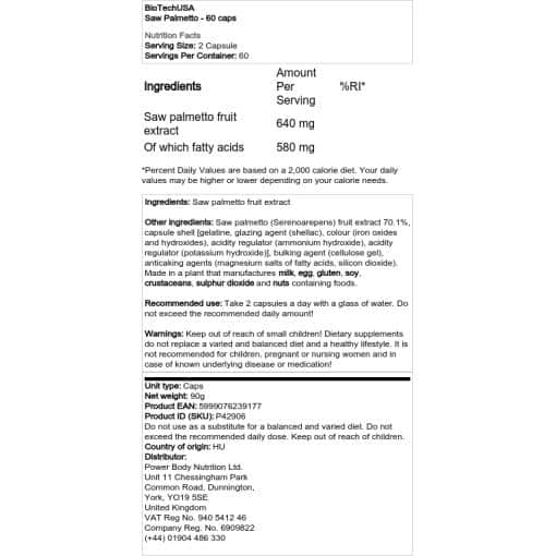 BioTechUSA - Saw Palmetto - 60 κάψουλες