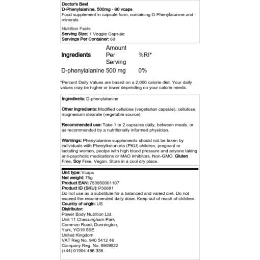 Doctor's Best - D-Phenylalanine