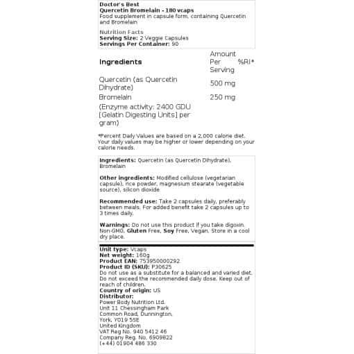Το καλύτερο του γιατρού - Quercetin Bromelain - 180 vcaps