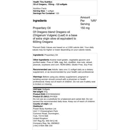 Health Thru Nutrition - Λάδι ρίγανης