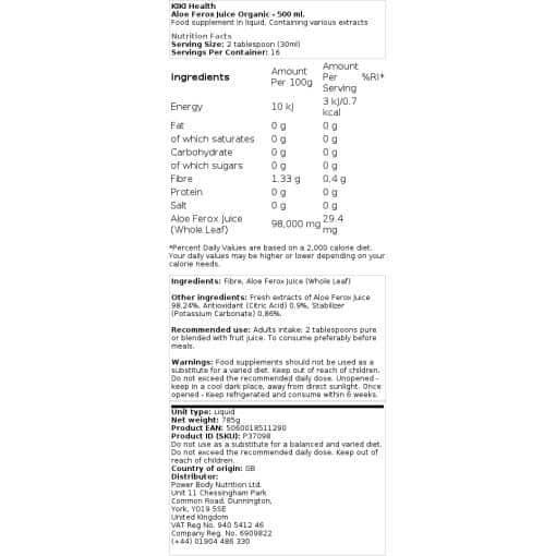 KIKI Health - Χυμός Aloe Ferox Organic - 500 ml.