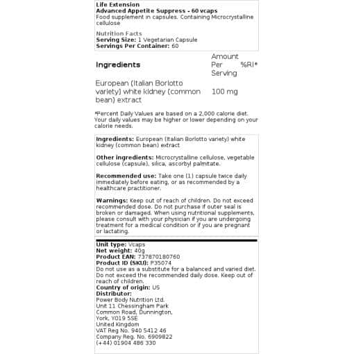 Life Extension - Advanced Appetite Suppress - 60 vcaps