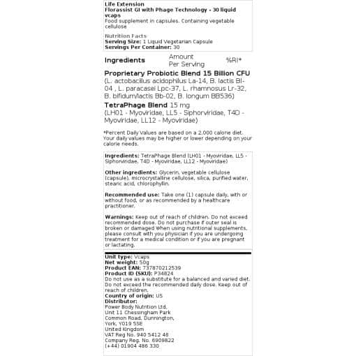 Life Extension - Florassist GI με τεχνολογία Φάγων - 30 υγρές κάψουλες