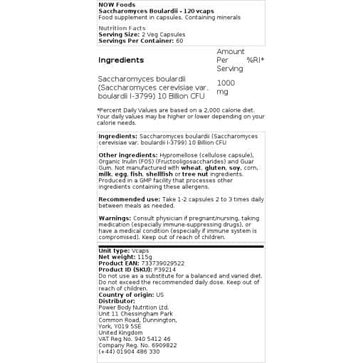 NOW Foods - Saccharomyces Boulardii - 120 vcaps