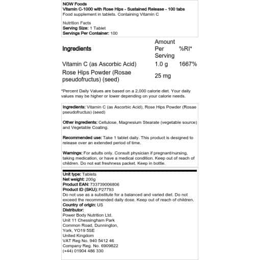 NOW Foods - Vitamin C-1000 with Rose Hips - Sustained Release