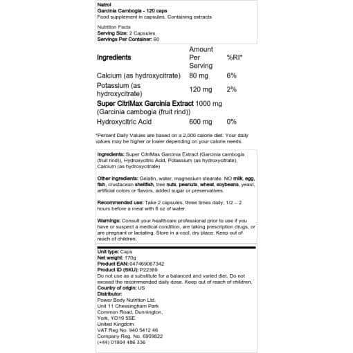 Natrol - Garcinia Cambogia - 120 κάψουλες