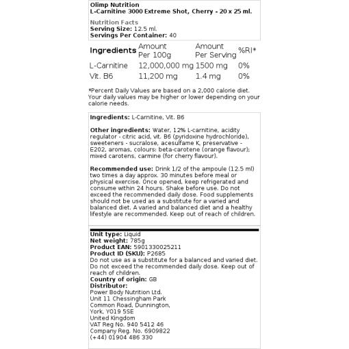 Olimp Nutrition - L-Carnitine 3000 Extreme Shot
