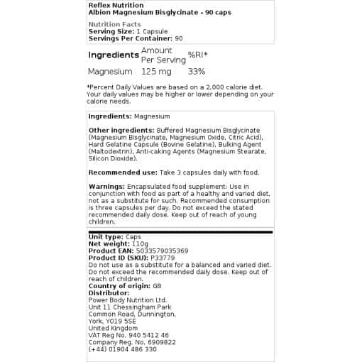 Reflex Nutrition - Albion Magnesium Bisglycinate - 90 caps