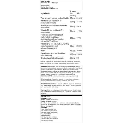 Seeking Health - B Complex Plus - 100 vcaps
