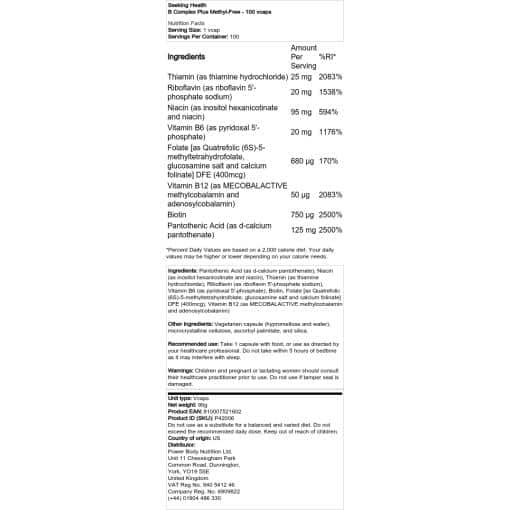 Seeking Health - B Complex Plus Methyl-Free - 100 vcaps
