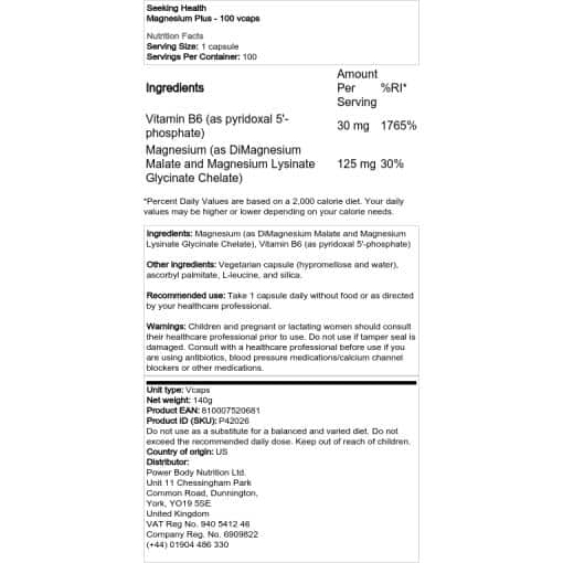 Seeking Health - Magnesium Plus - 100 vcaps