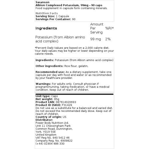 Swanson - Albion Complexed Potassium