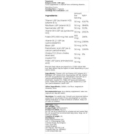 Swanson - Balance B-50 - 100 κάψουλες