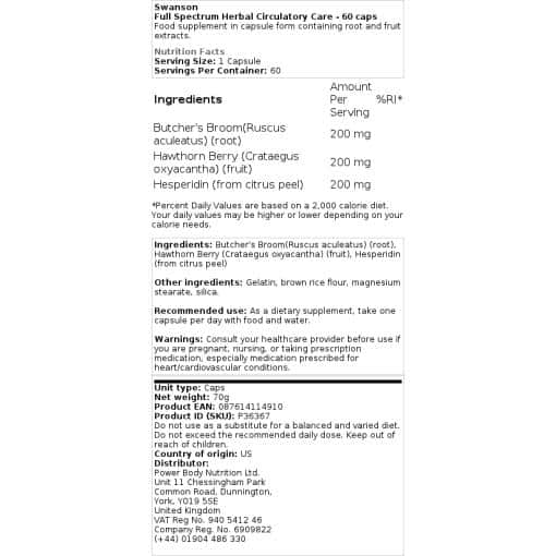 Swanson - Full Spectrum Herbal Circulatory Care - 60 caps