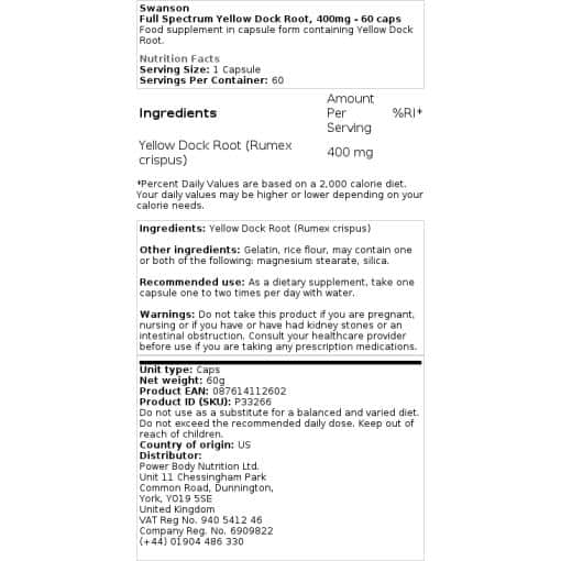 Swanson - Full Spectrum Yellow Dock Root