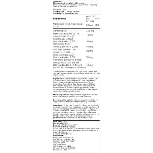 Swanson - Menopause Essentials - 120 vcaps