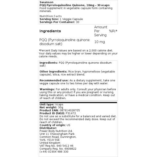Swanson - PQQ Pyrroloquinoline Quinone