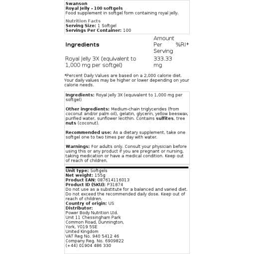 Swanson - Βασιλικός πολτός - 100 softgels