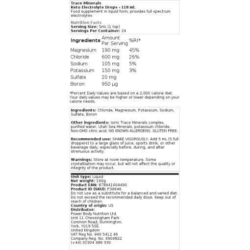 Trace Minerals - Keto Electrolyte Drops - 118 ml.