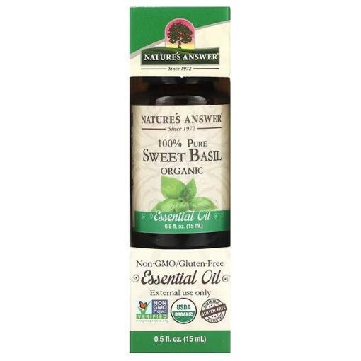 100% Pure Sweet Basil Organic Essential Oil - 15 ml.