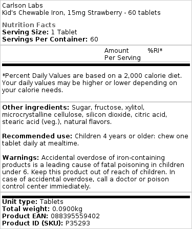 15mg jordbær - 60 tabletter