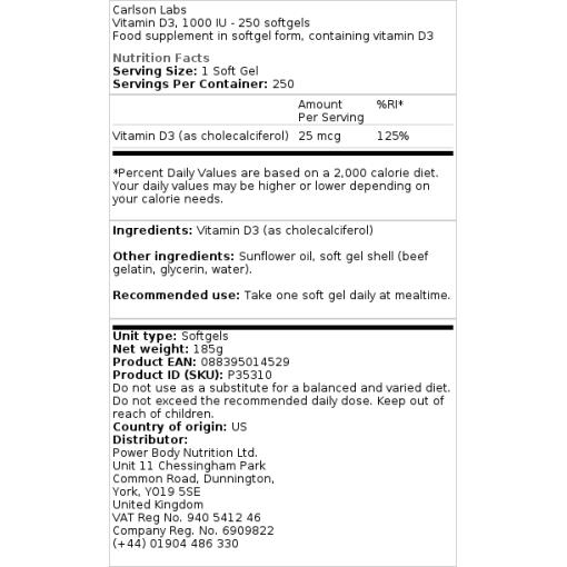 1000 IE - 250 softgels