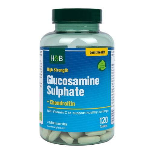 Højstyrke Glucosaminsulfat + Chondroitin - 120 tabletter