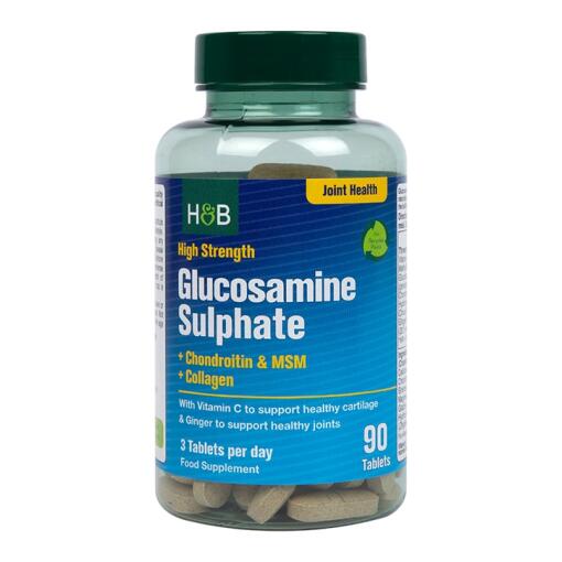 Glukosaminsulfat + Kondroitin & MSM + Kollagen - 90 tabletter