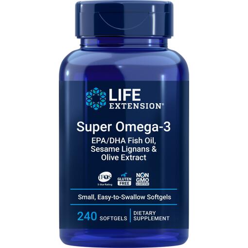 Super Omega-3 EPA/DHA med sesamlignaner og olivenekstrakt - 240 softgels