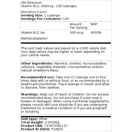 500mcg - 100 vegetariske sugetabletter