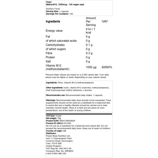 1000 mcg - 120 veganske kapsler