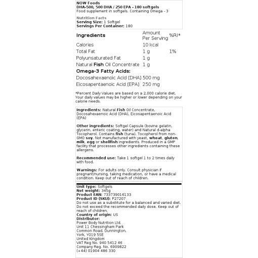 500 DHA / 250 EPA - 180 bløde kapsler