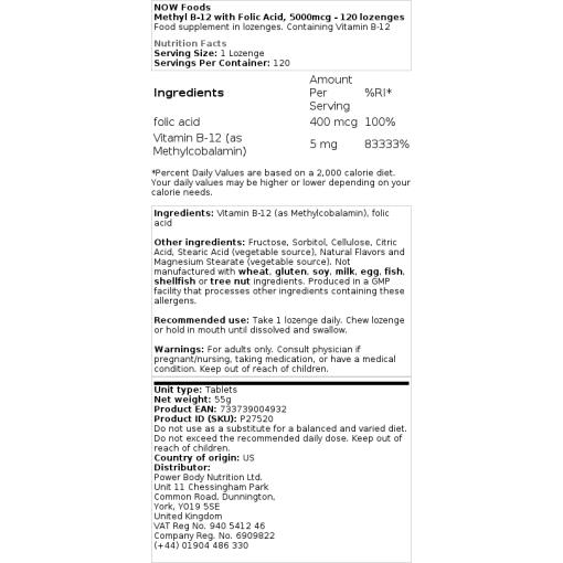 5000 mcg - 120 sugetabletter