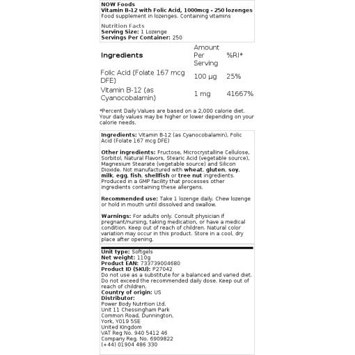 1000 mcg - 250 sugetabletter