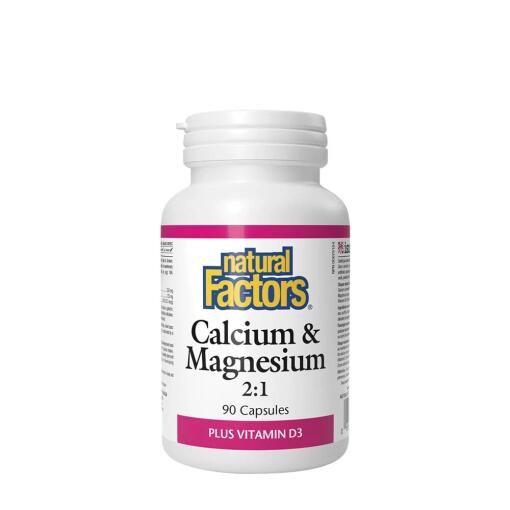 Natural Factors – Calcium & Magnesium 2:1 Plus Vitamin D3 90 kapsler