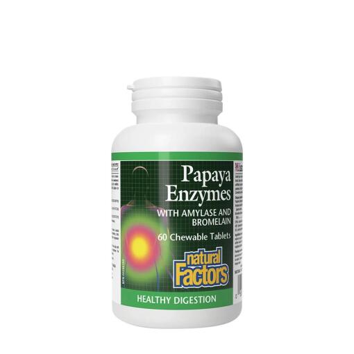 Natural Factors – Papayaenzymer med Amylase og Bromelain 60 tyggetabletter