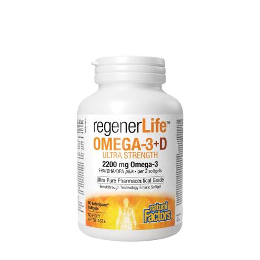 Natural Factors – RegenerLife Omega-3+D Ultra Strength 2200 mg / 1000 IU