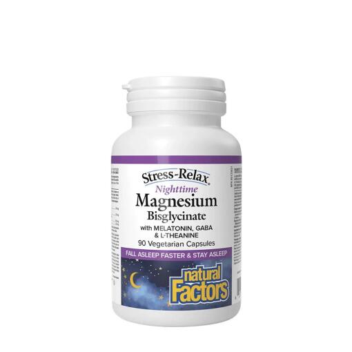 Natural Factors – Stress-Relax Nighttime Magnesium Bisglycinate 90 kapsler