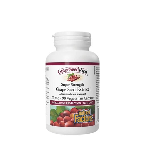 Natural Factors – Super Strength Grape Seed Extract 100 mg (90 kapsler)