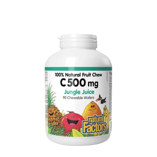 Natural Factors – Vitamin C 500 mg 100% Natural Fruit Chew Jungle Juice 90 stk