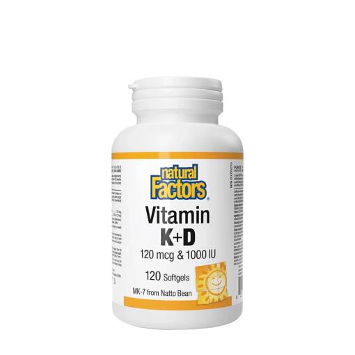 Natural Factors – Vitamin K+D 120 mcg & 1000 IU (120 Softgels)