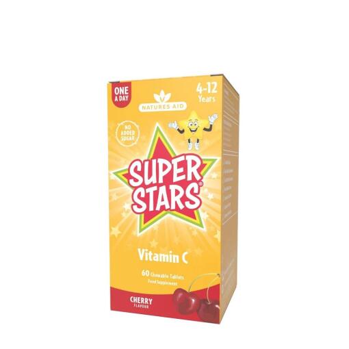 Natures Aid - Super Stars Vitamin C Kirsebærsmag 60 Tyggetabletter