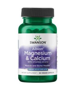 SWANSON Albion Kelateret Magnesium og Calcium med D-3 og K-2