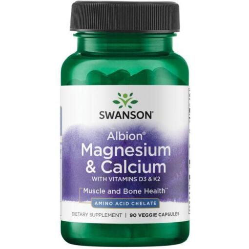SWANSON Albion Kelateret Magnesium og Calcium med D-3 og K-2